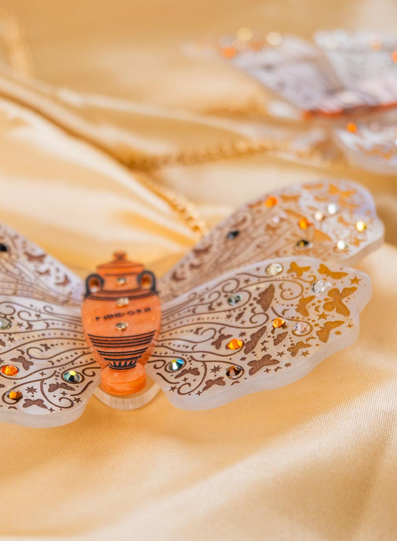 Pandoras Moth Necklace Flatlay