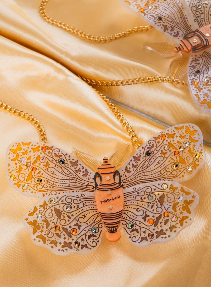 Pandoras Moth Necklace Flatlay