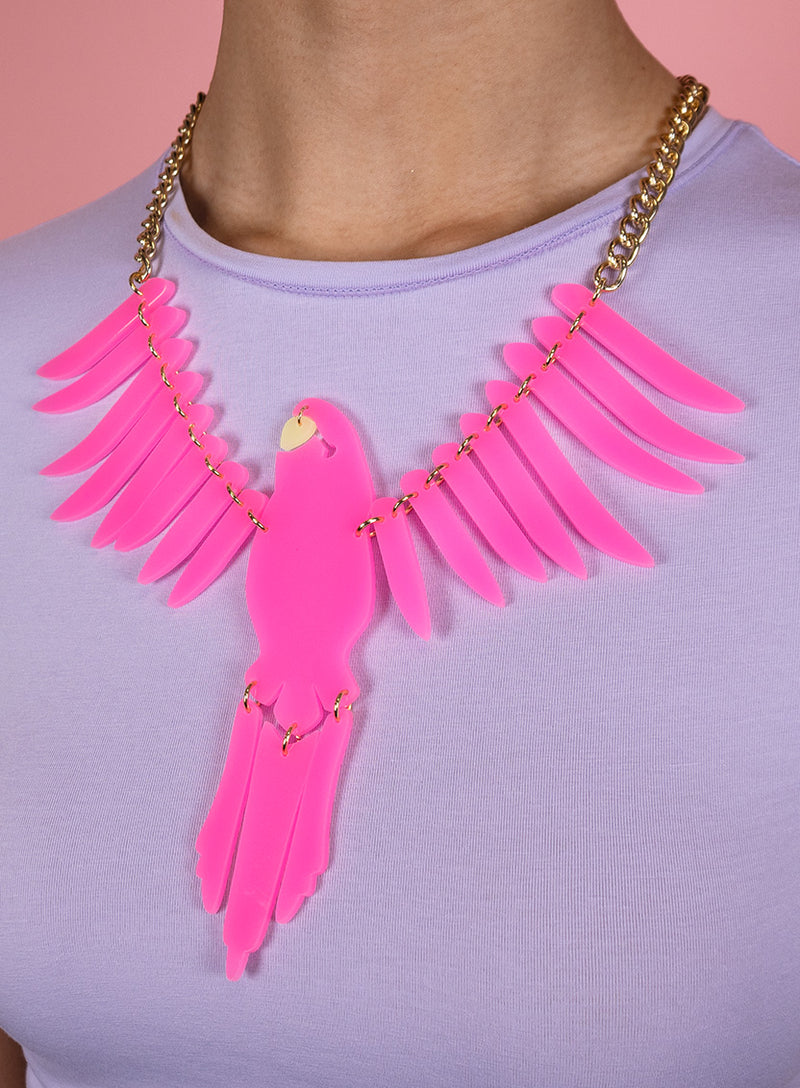 Pink Parakeet Necklace