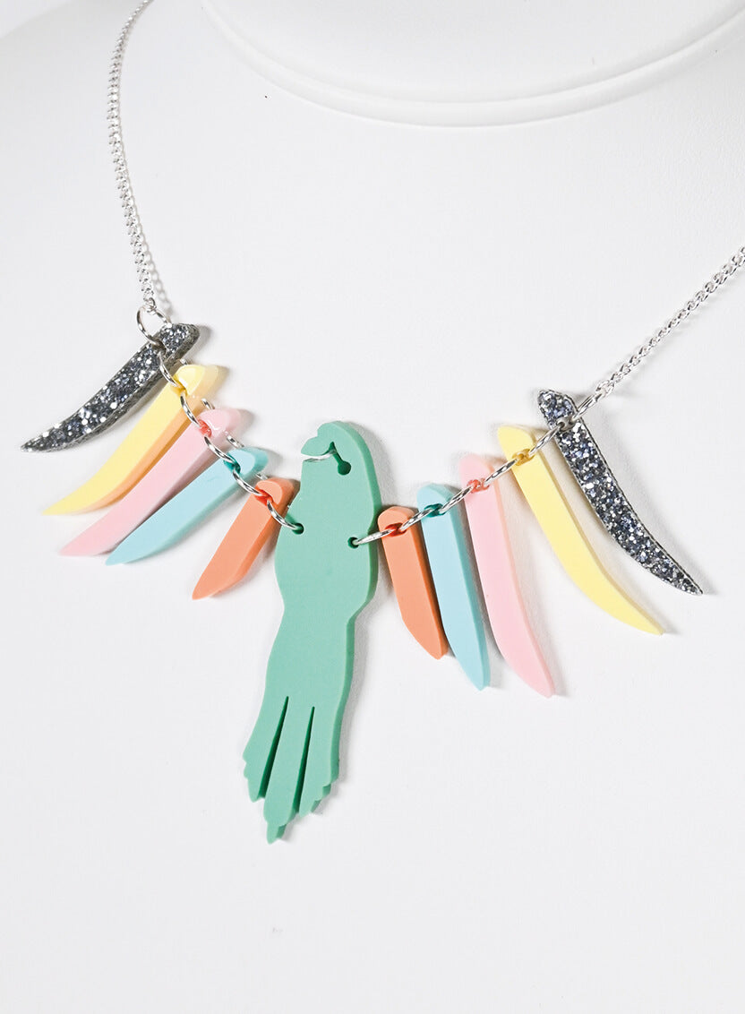 Parakeet Necklace Tropical Pastels