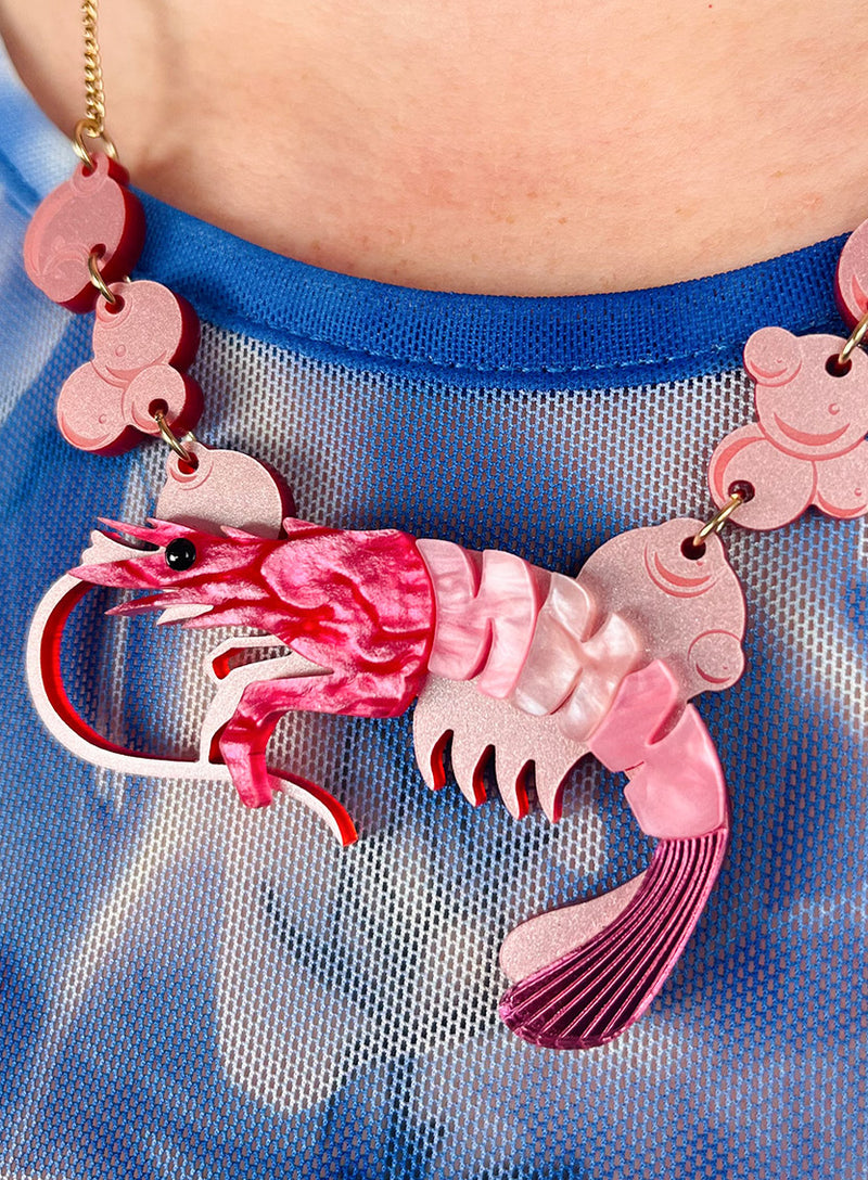 Pearly Prawn Necklace - Pink