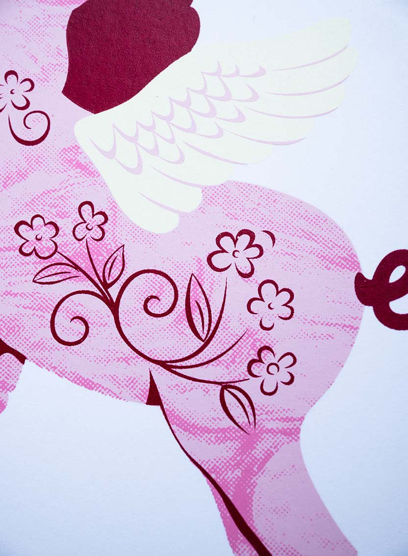 Pigs Might Fly Art Print Closeup