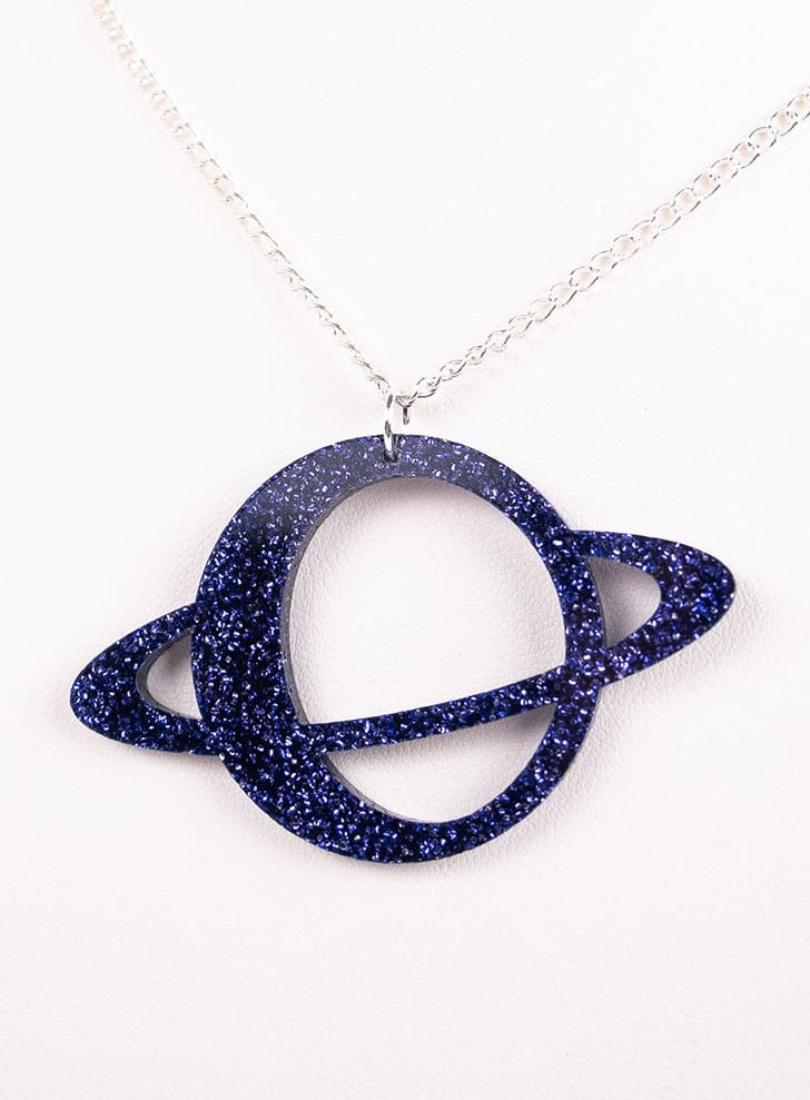 Glitter Purple Planet Pendant