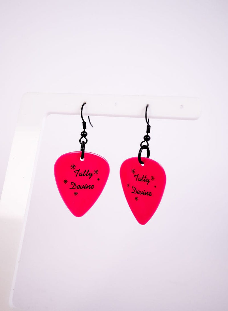 Tatty Devine Plectrum Earrings Dark Pink