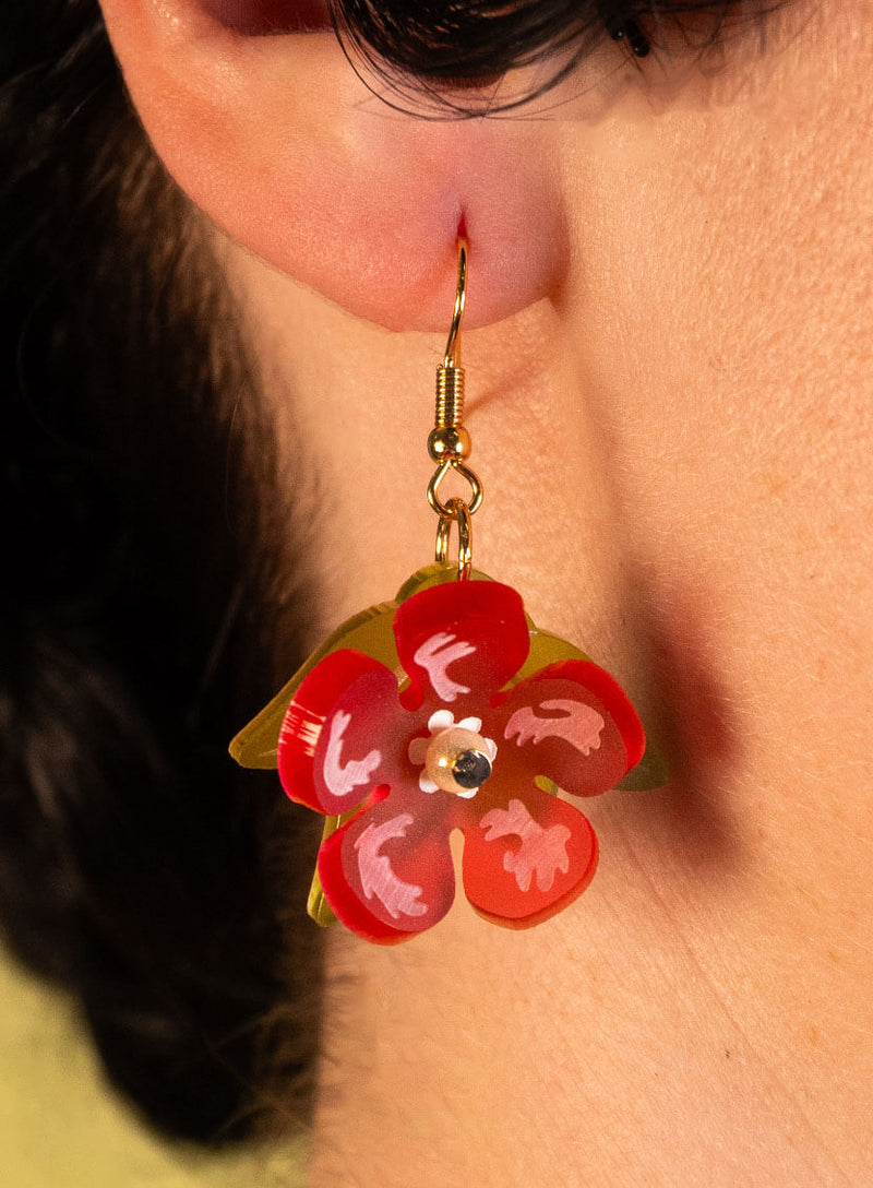 Primavera Flowers Earrings Closeup