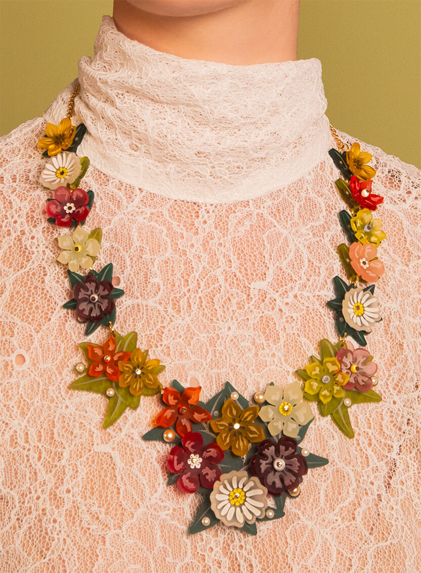 Primavera Flowers Statement Necklace