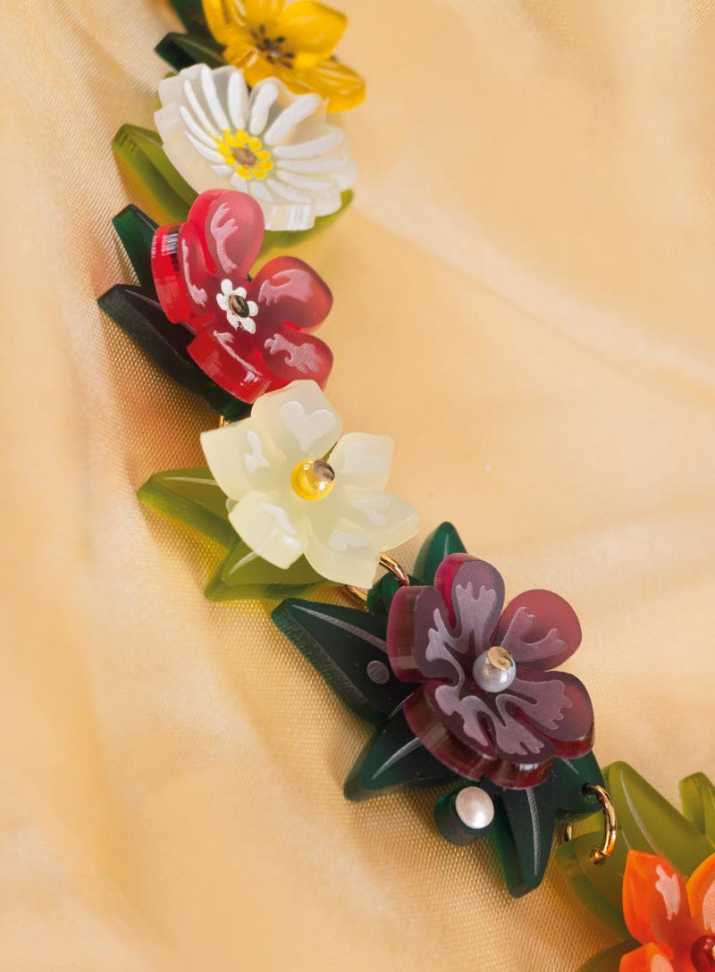 Primavera Flowers Statement Necklace Flatlay