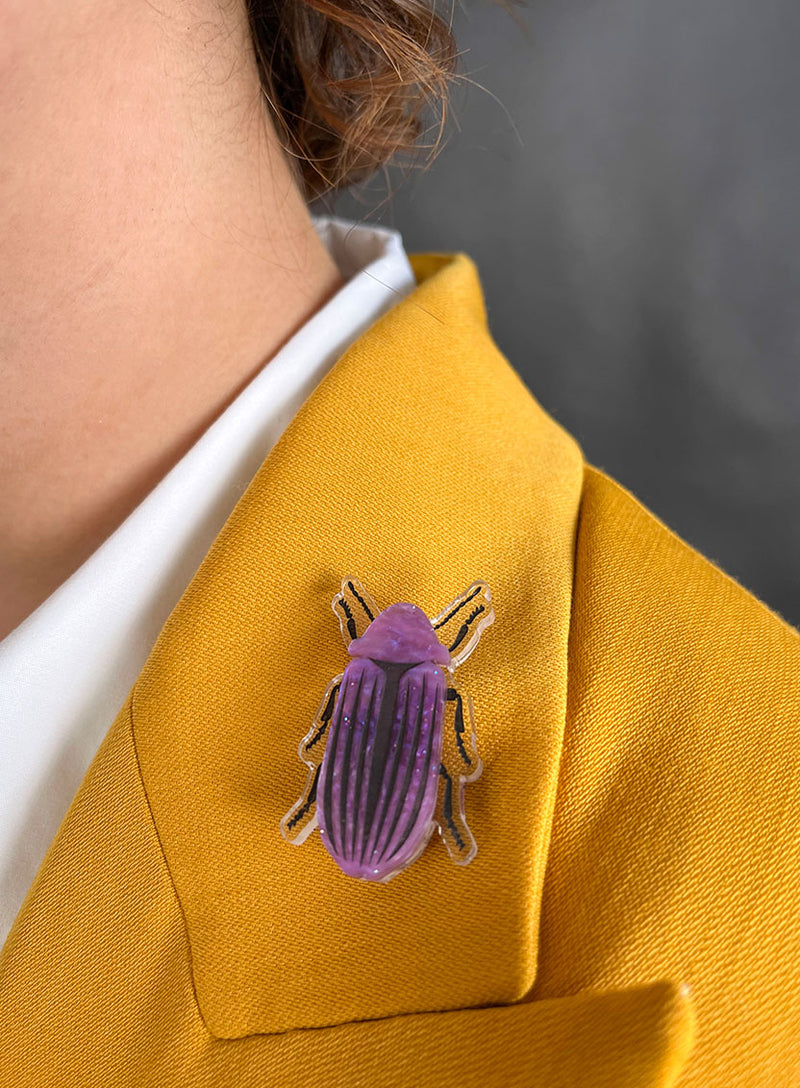 Purple Jewel Beetle Brooch