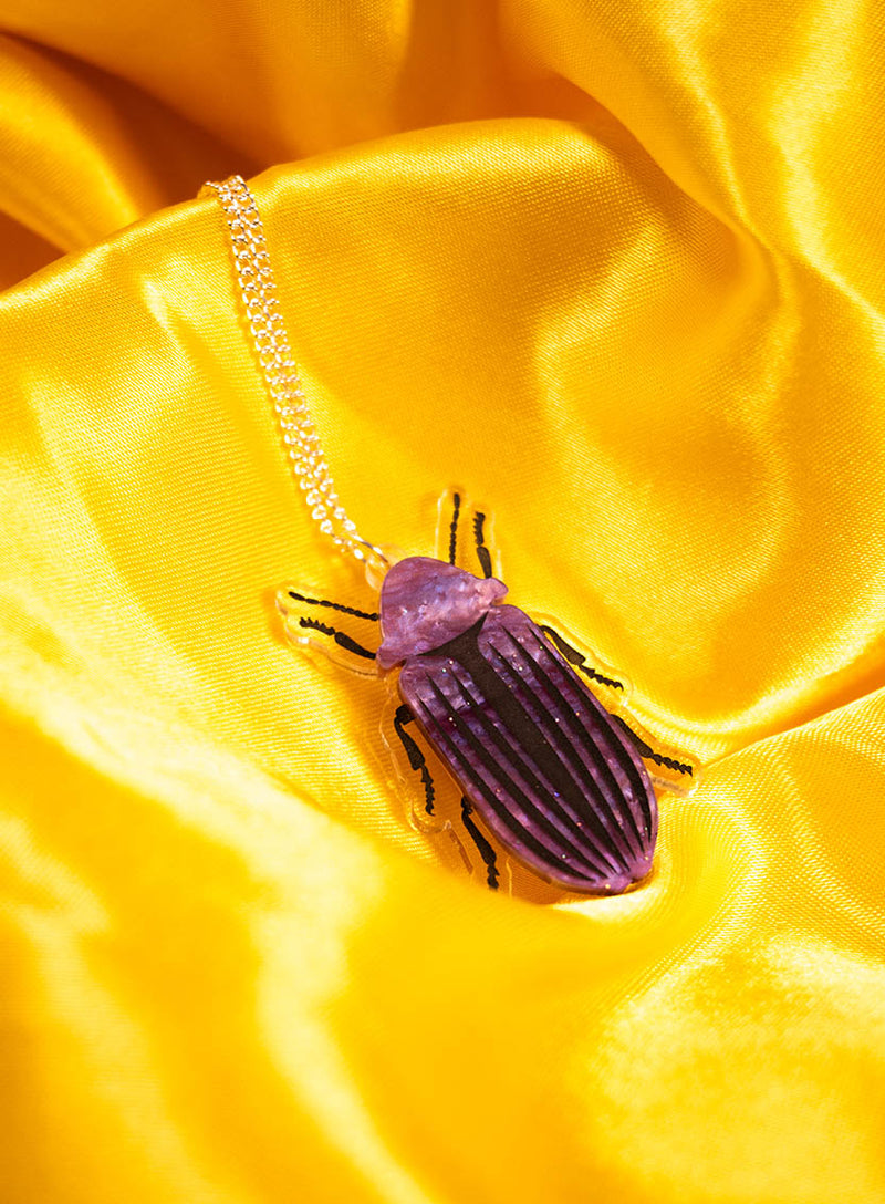 Purple Jewel Beetle Necklace