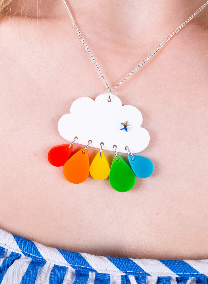 Head In The Clouds Rainbow Cloud Necklace