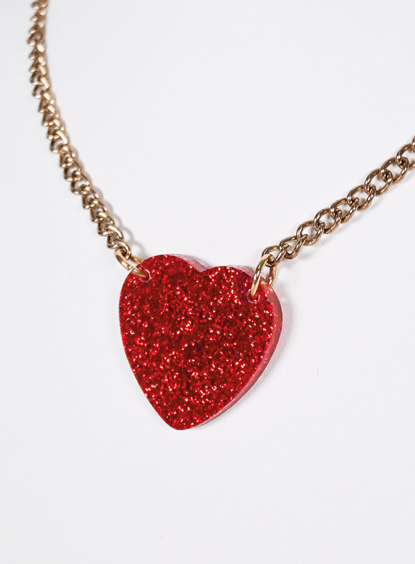 Red Glitter Heart Antique