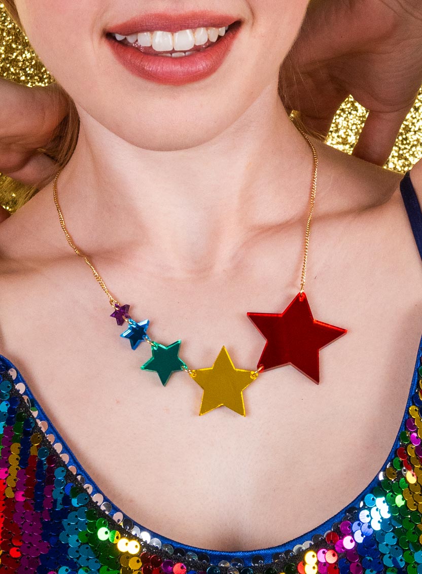 Multi Colour Shooting Star Necklace in Mirror Acrylic | Tatty