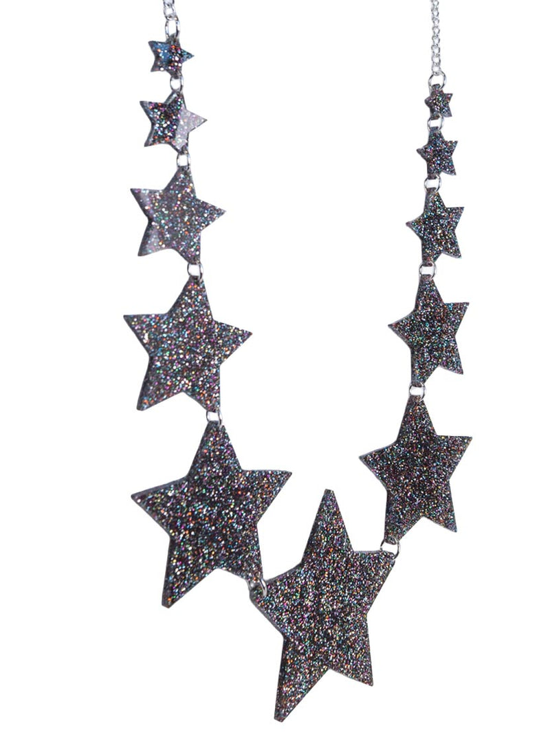 Black Glitter Star Necklace