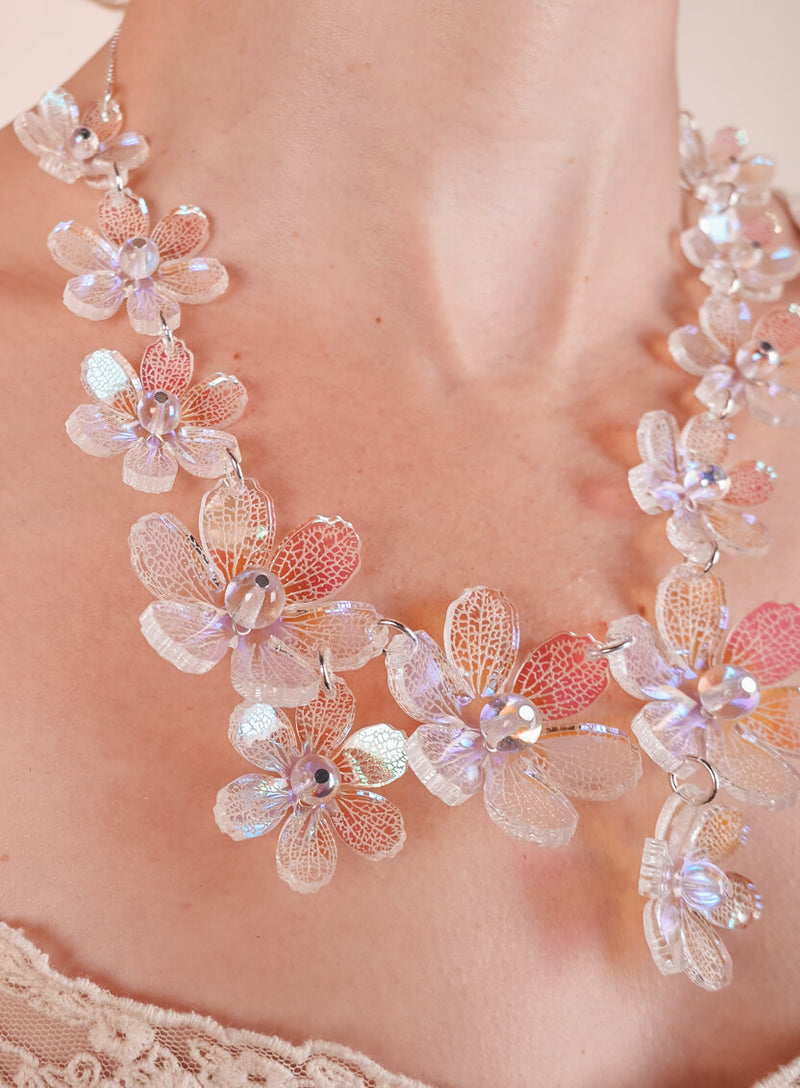 Skeleton Flower Statement Necklace