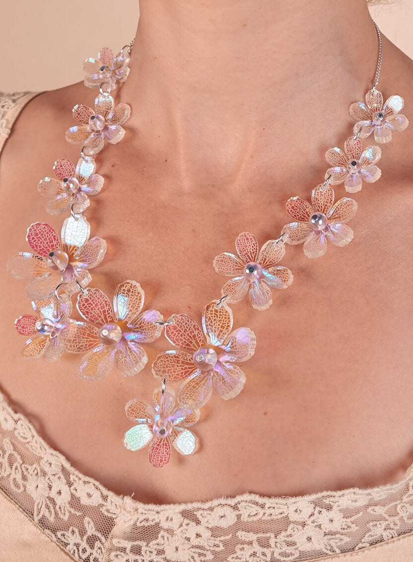 Skeleton Flower Statement Necklace