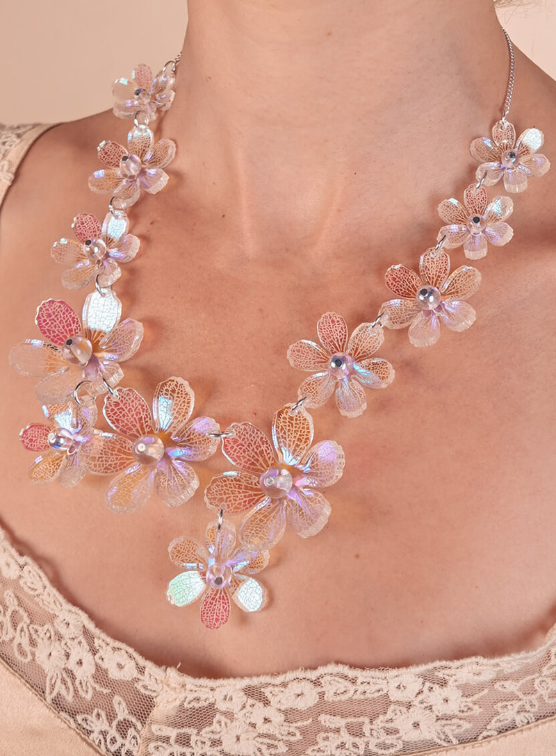 Skeleton Flower Statement Necklace