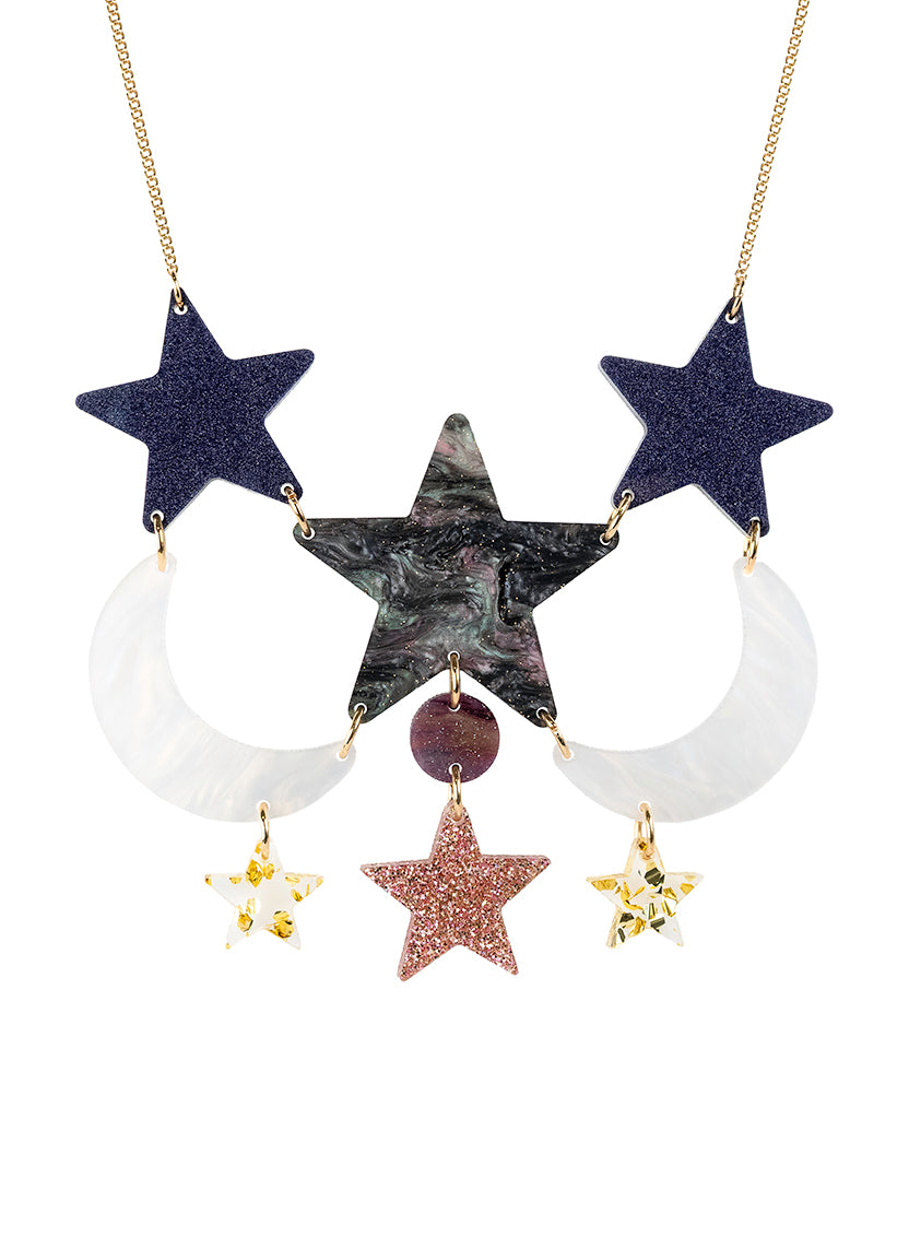 Astrologer's Stars and Moon Necklace