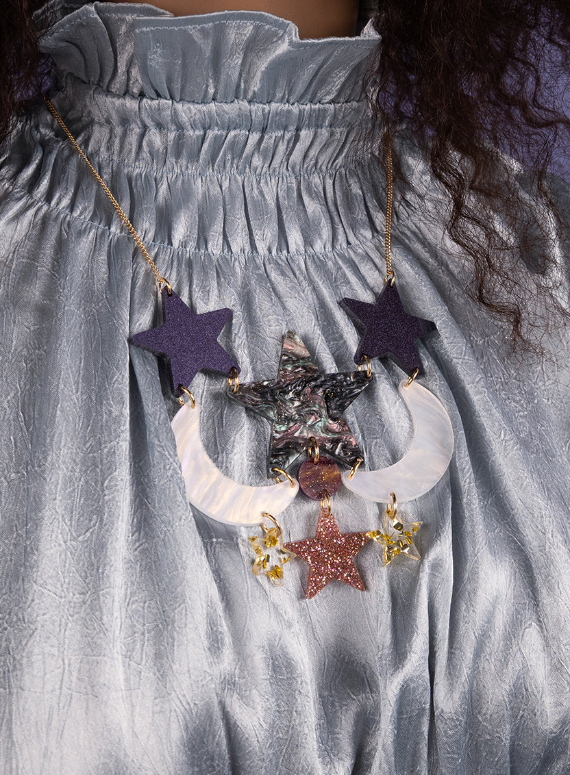 Astrologer's Stars and Moon Necklace