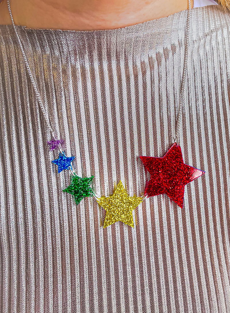 Shooting Star Necklace - Glitter Rainbow