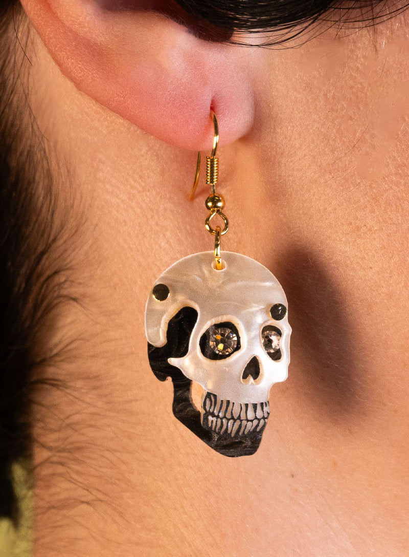 Vanitas Skull Earrings Closeup
