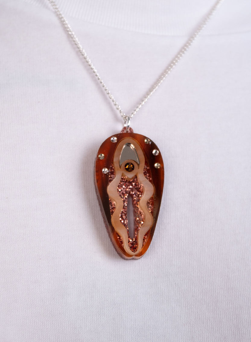Vulva Necklace Brown