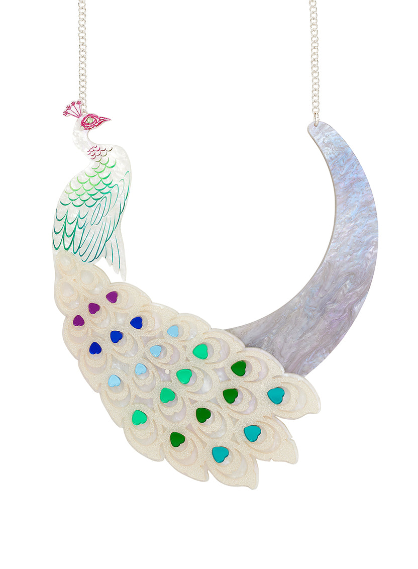 White Peacock Statement Necklace