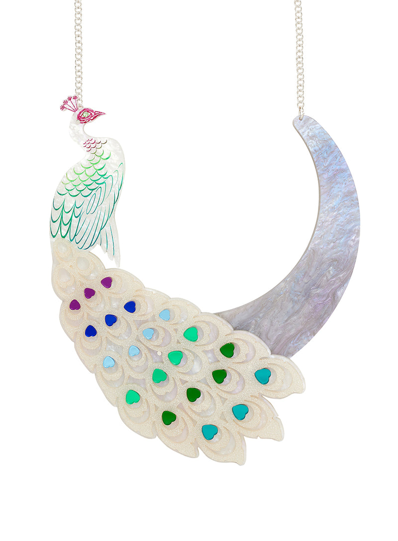 White Peacock Statement Necklace