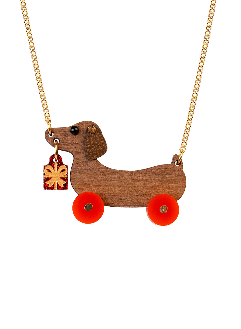 Dog on Wheels Present Necklace