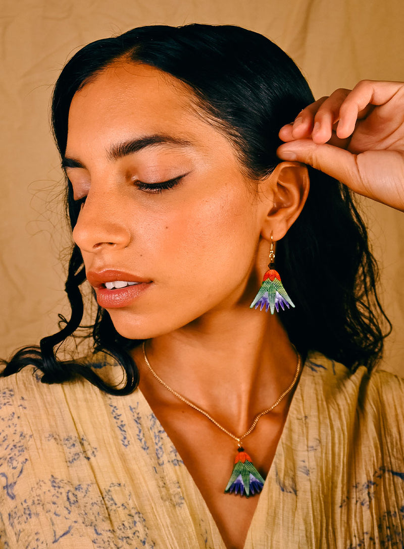 Blue Lotus Flower Earrings