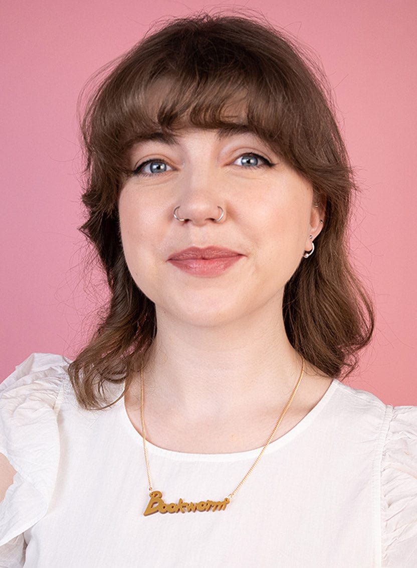 Tatty Devine Bookworm Necklace - Recycled Matt Gold