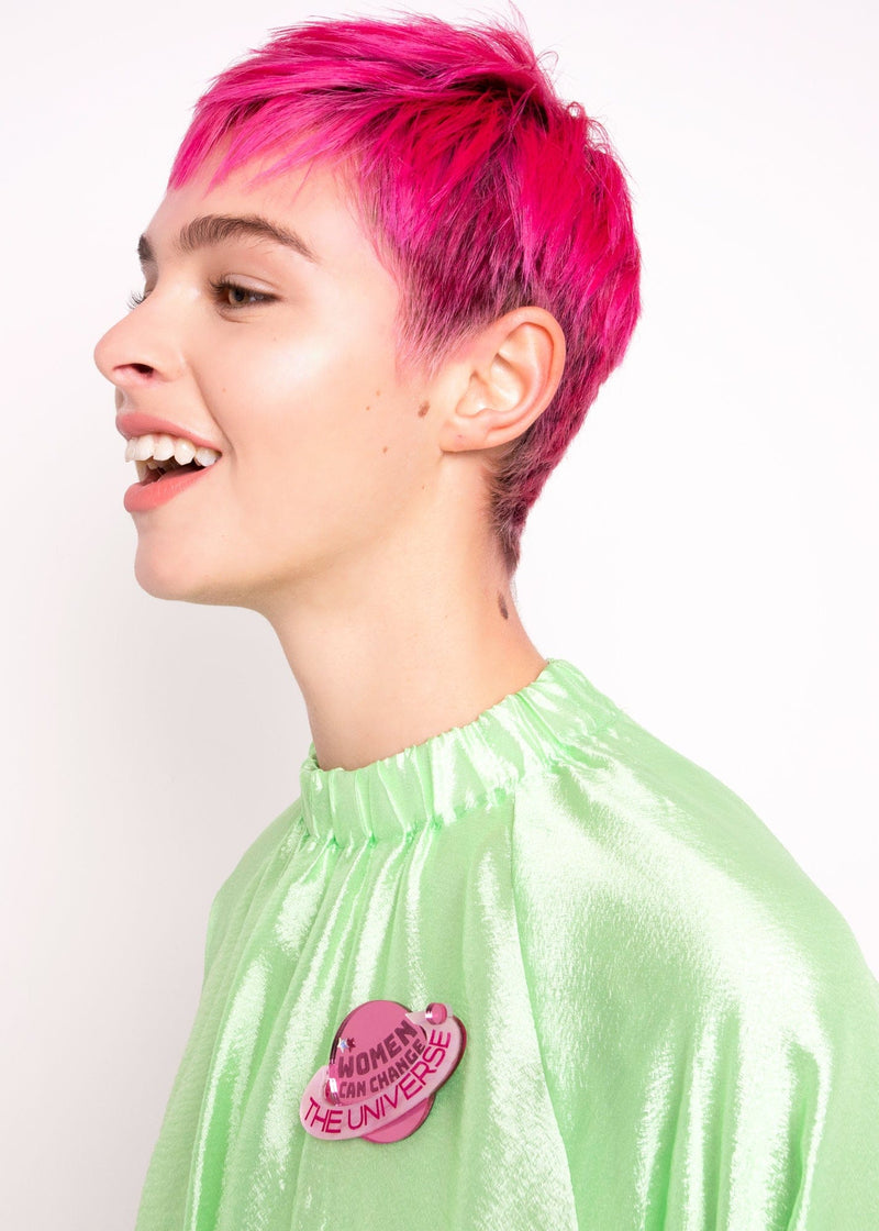 Tatty Devine X Fawcett Society Change the Universe Planet Brooch