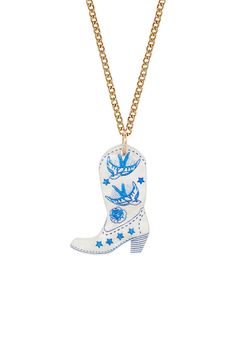 Cowboy Boot Pendant - Cream Pearl