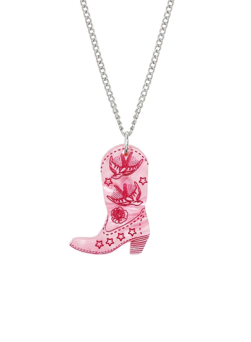 Cowboy Boot Pendant - Pink Pearl