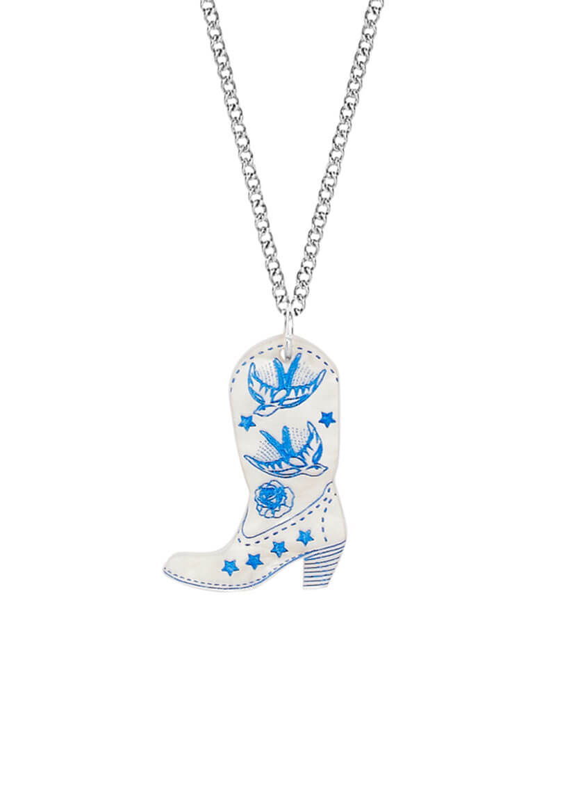 Cowboy Boot Pendant - Cream Pearl
