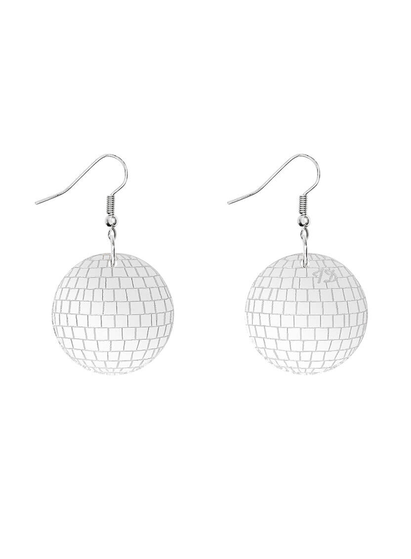 Disco Ball Earrings - Silver Mirror