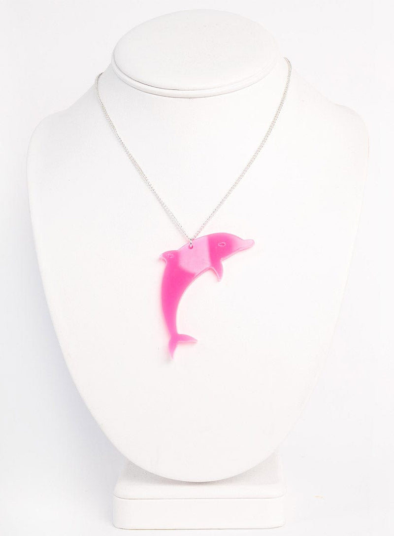 Tatty Devine Dolphin Pendant - Fluoro Pink