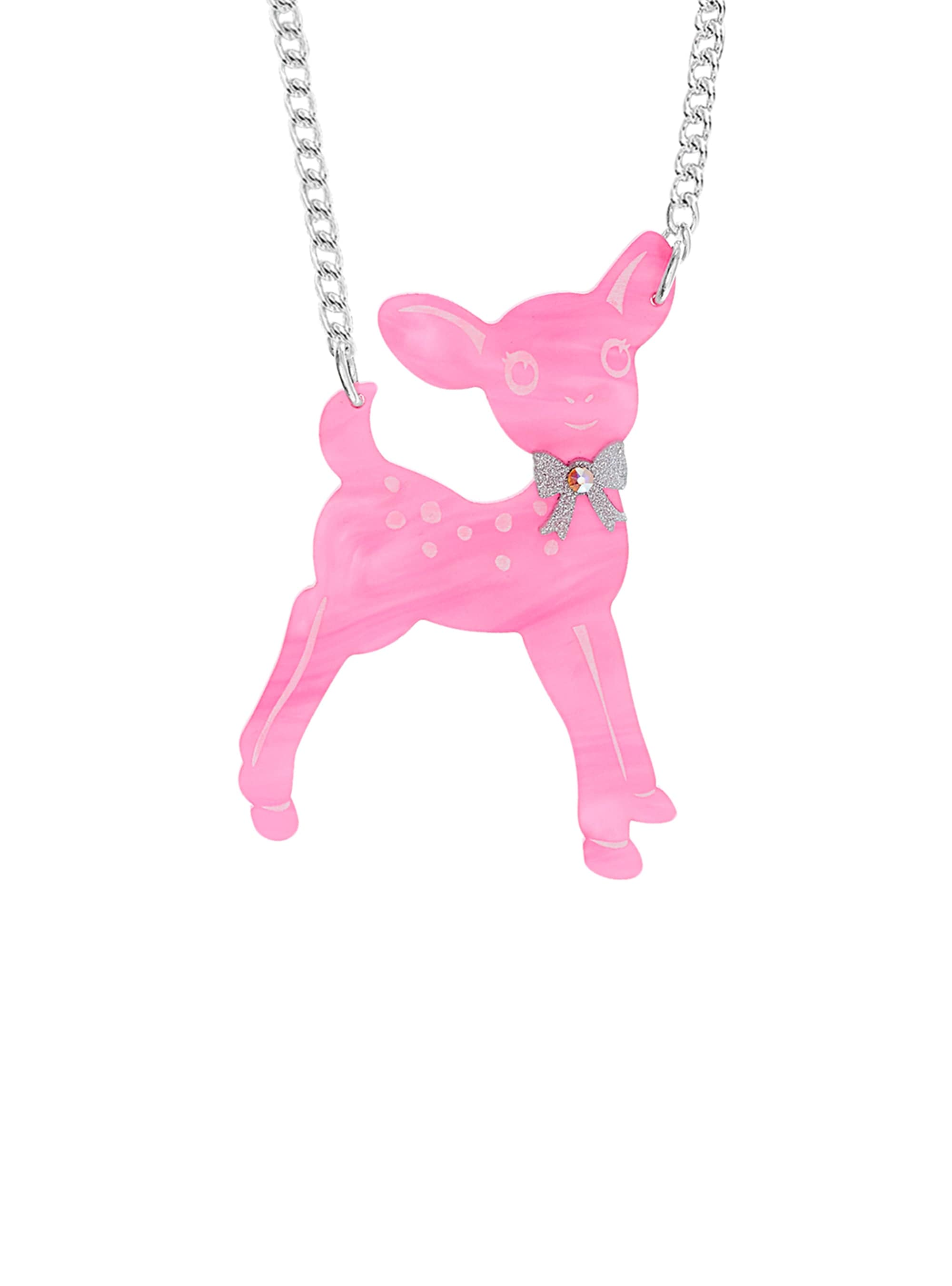 Tatty Devine Festive Fawn Necklace - Pink Pearl
