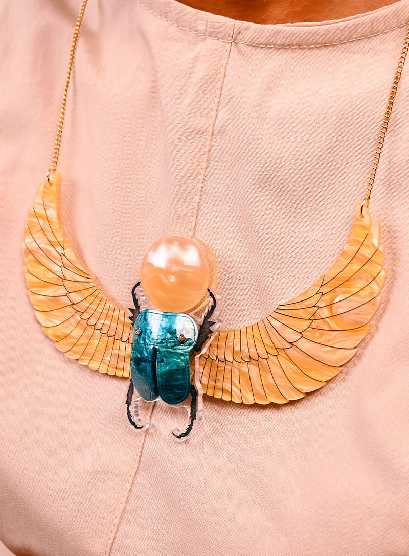 Flying Scarab Beetle Necklace