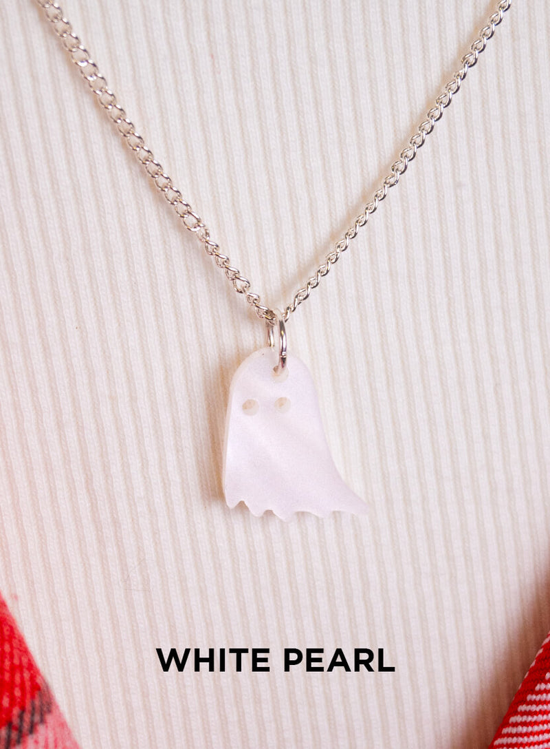 Ghost Pendant made from white pearl acrylic