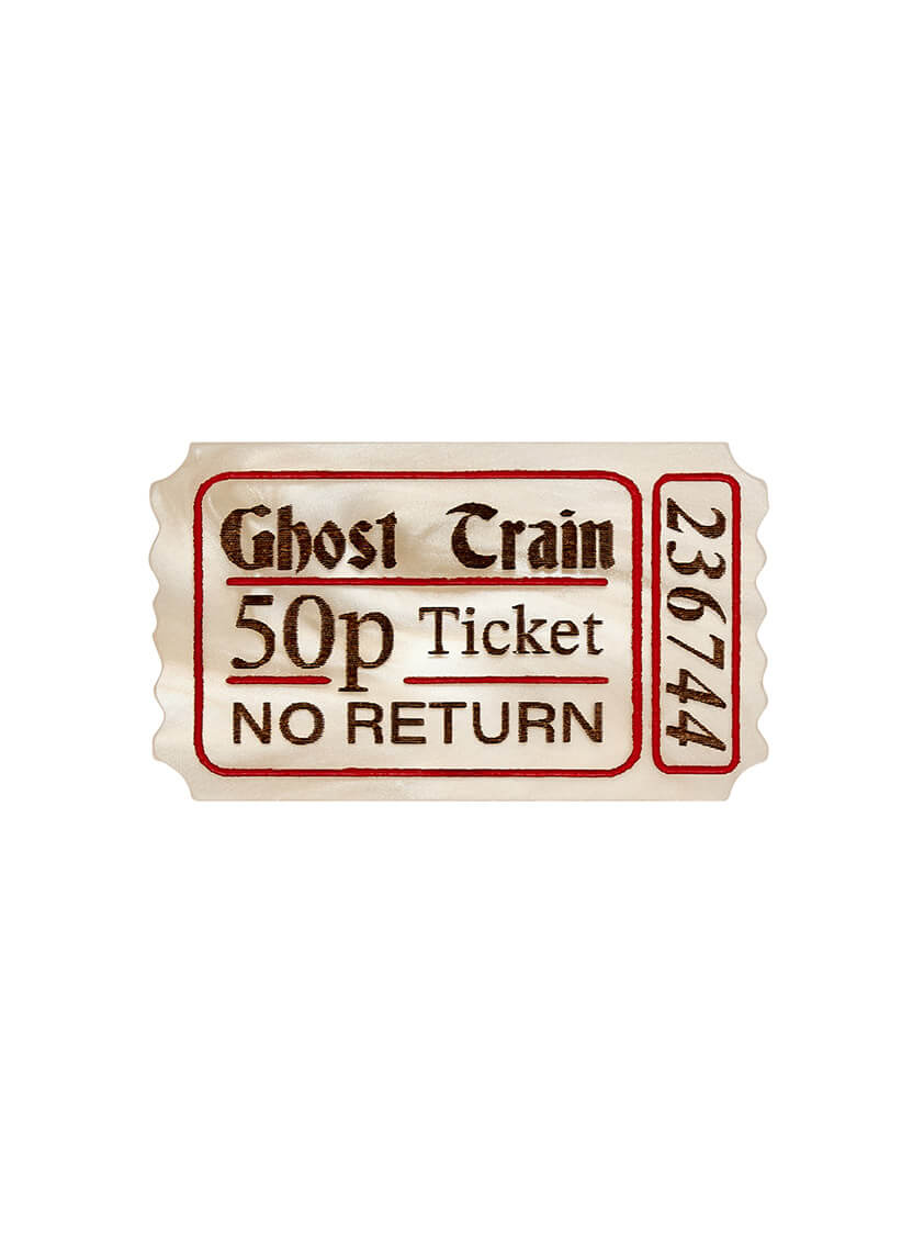 Ghost Train Ticket Brooch - Recycled