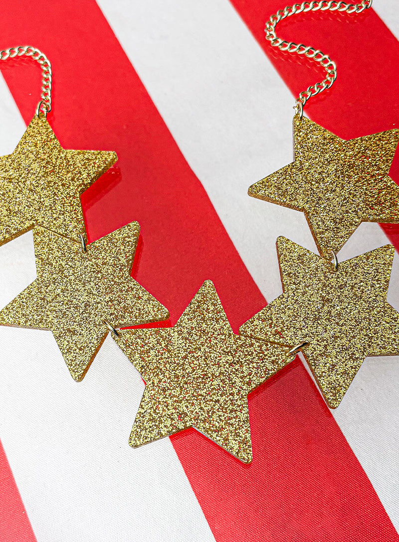 Giant Shooting Star Necklace - Glitter Gold