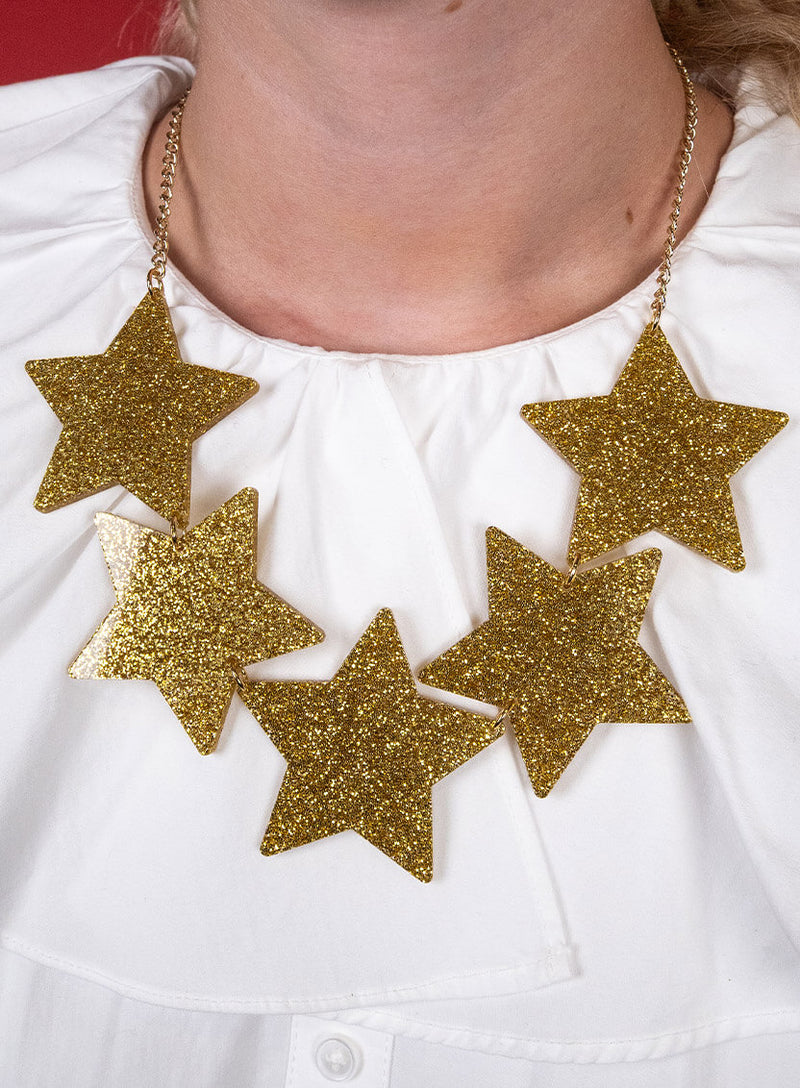 Giant Shooting Star Necklace - Glitter Gold