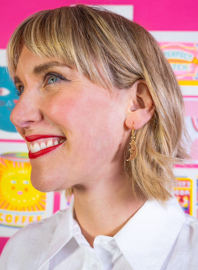 Golden Sun and Moon Earrings