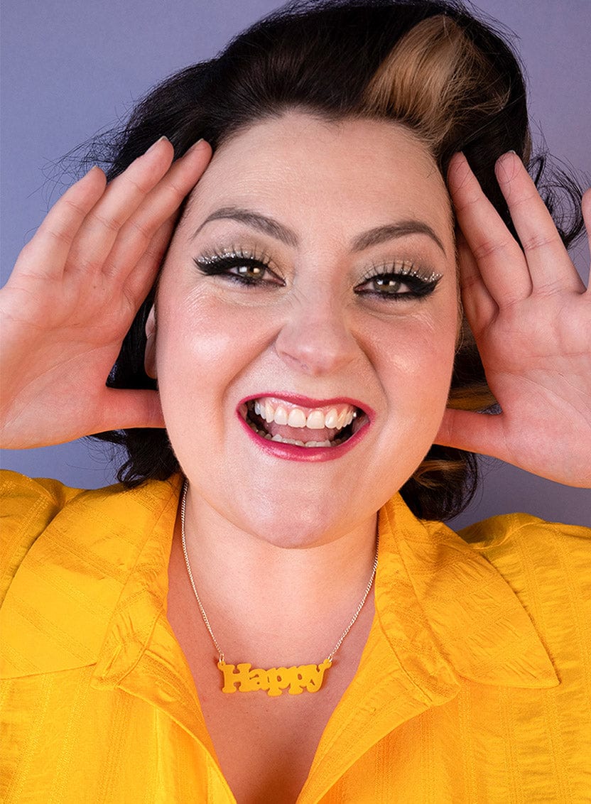 Tatty Devine Happy Necklace - Recycled Yellow