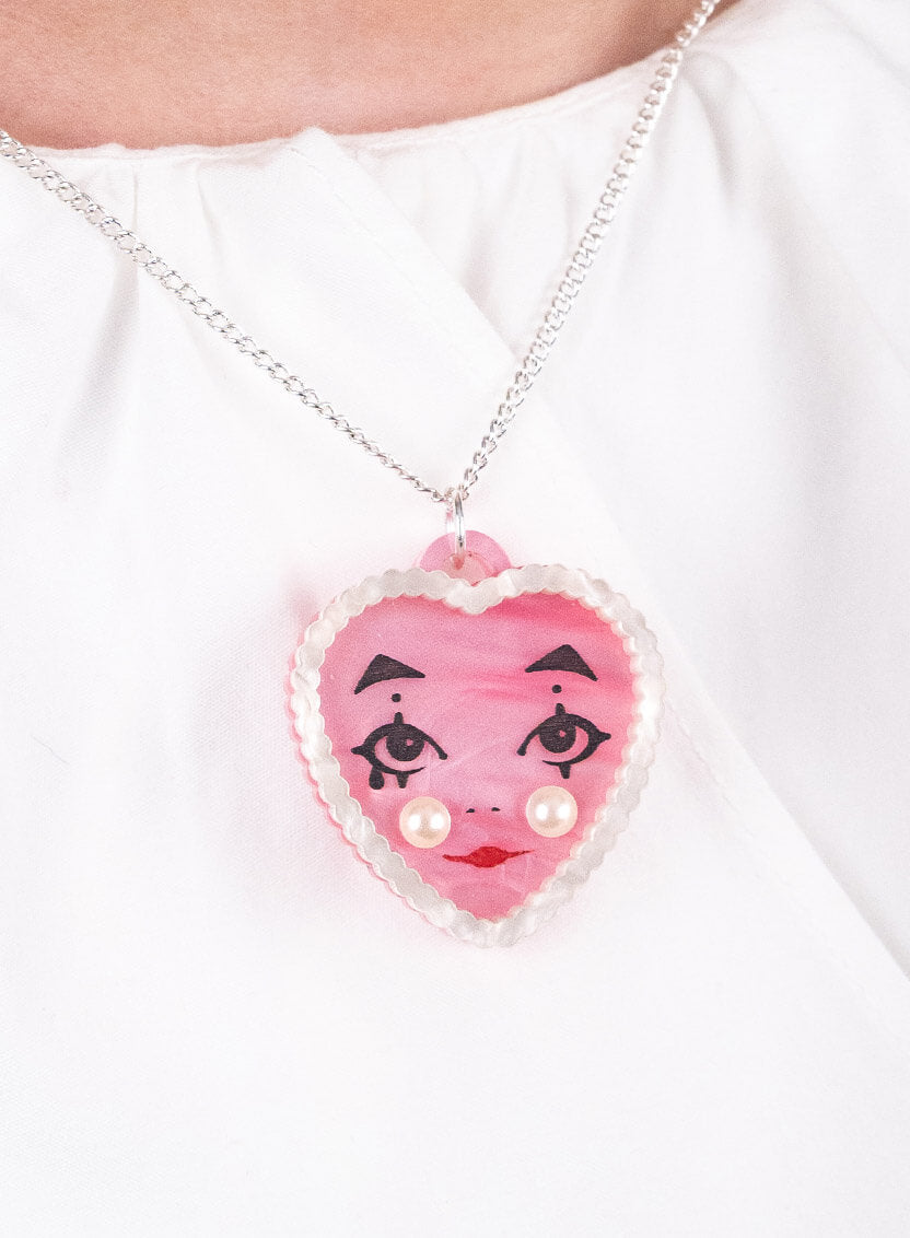 Heart Clown Pendant Necklace