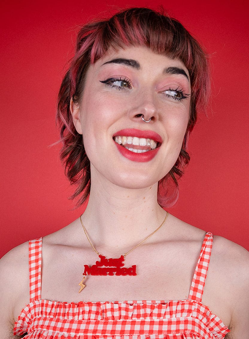 Tatty Devine Just Married Necklace - Recycled Red