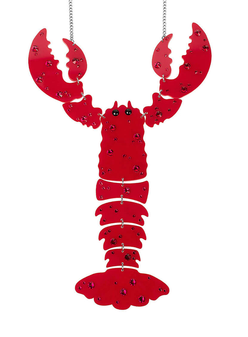 Lobster Statement Necklace - Recycled Red