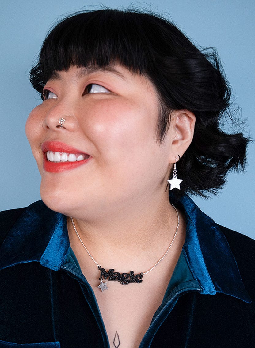 Magic Necklace Black Glitter Tatty Devine Tatty Devine