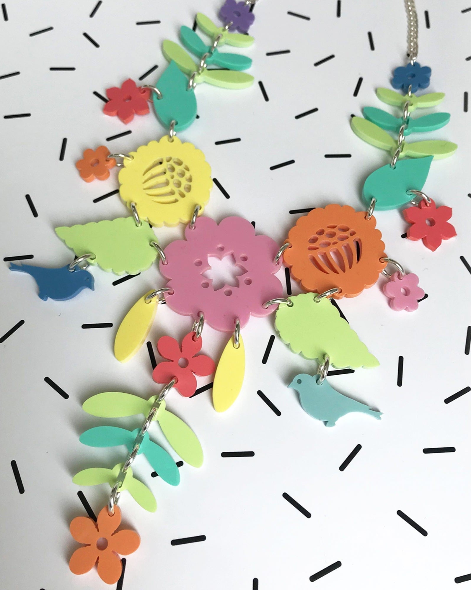 Tatty Devine Mexican Embroidery Large Necklace - Pastel
