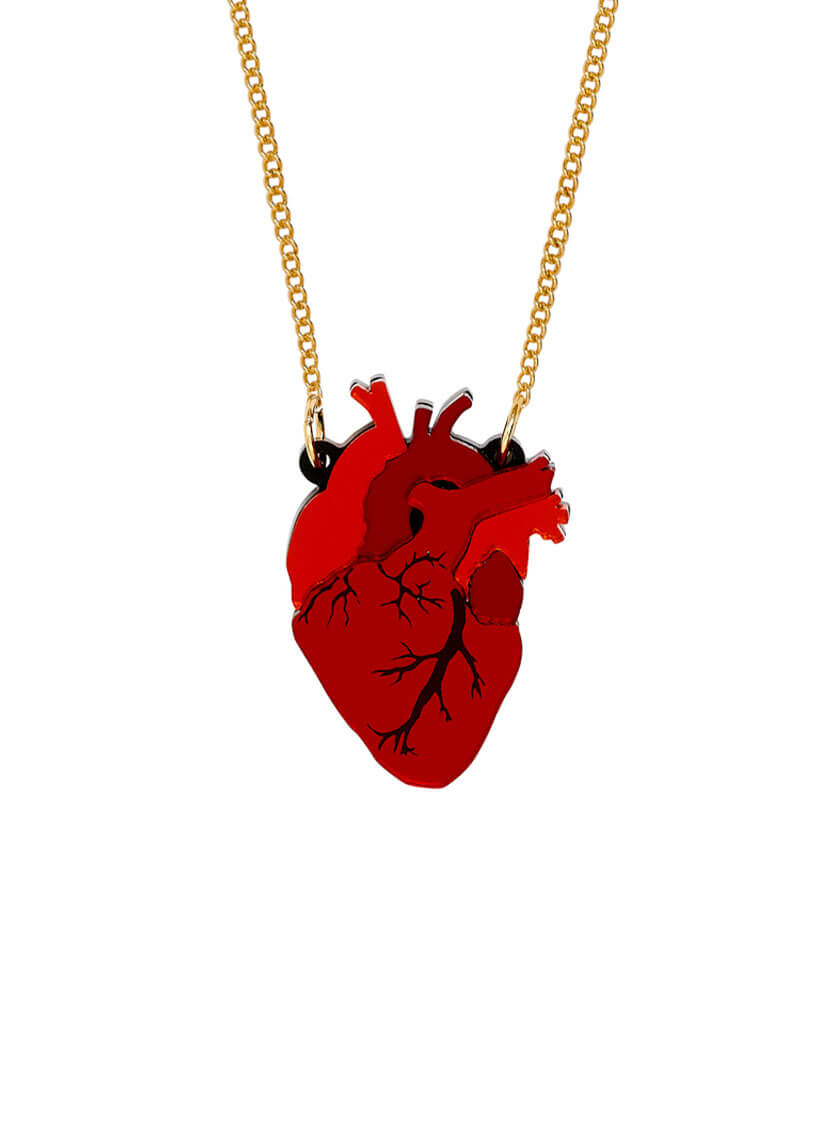 Mini Anatomical Heart Necklace in Red Mirror Acrylic | Tatty